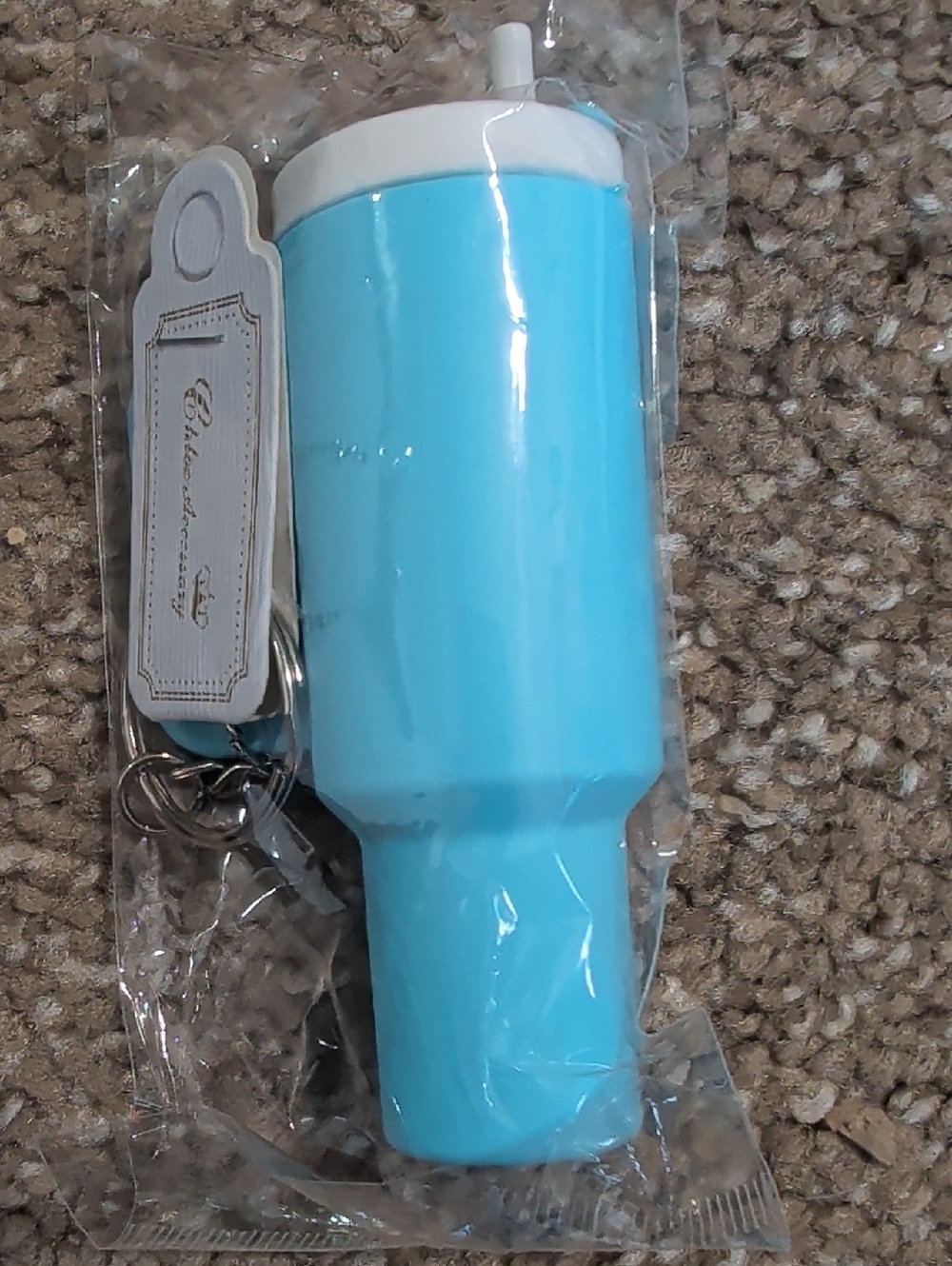 Aqua Blue Travel Tumbler Phone Accessory Keychain by